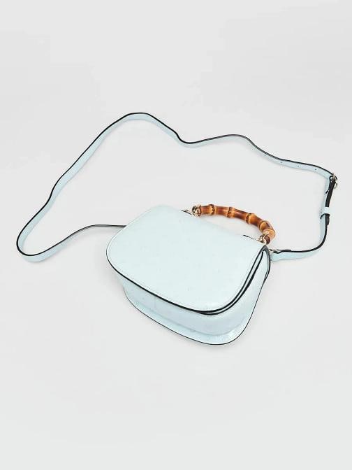 Gucci Light Blue Ostrich 1947 Mini Bamboo Top Handle Bag - 4