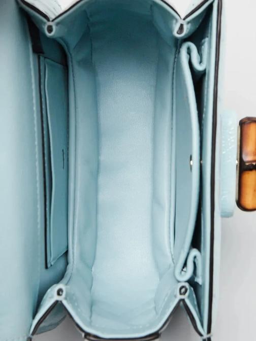 Gucci Light Blue Ostrich 1947 Mini Bamboo Top Handle Bag - 9