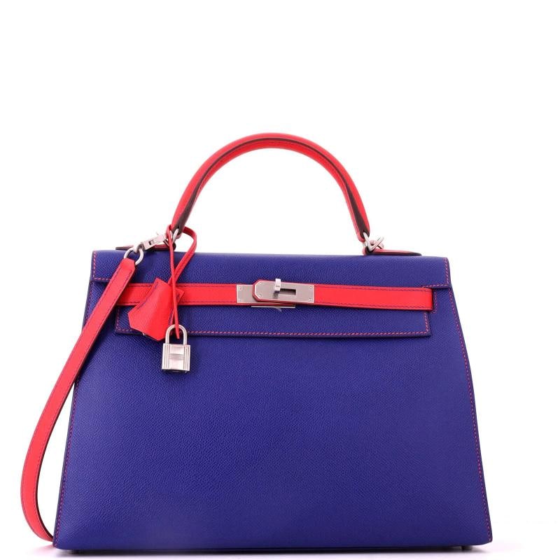 Hermes Kelly Handbag Bicolor Epsom with Brushed Palladium Hardware 32 - 2