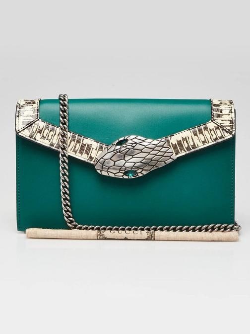 Gucci Green/Beige Leather/Snakeskin Lilith Crossbody Bag - 10