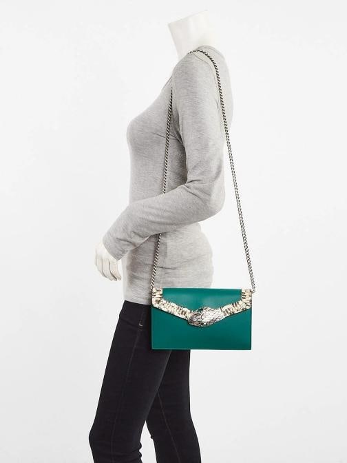 Gucci Green/Beige Leather/Snakeskin Lilith Crossbody Bag - 2