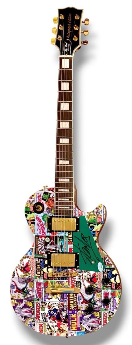 Stan Lee Signed Guitar Custom Graphics JSA COA Marvel Spider-Man Hulk - 2