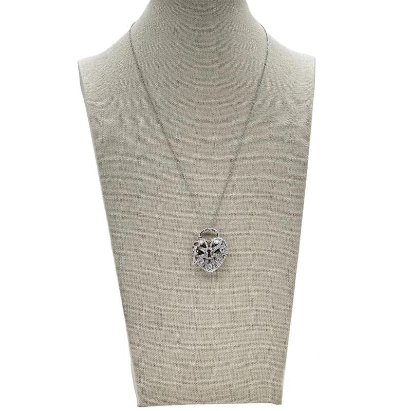 Tiffany & Co Large Filigree Heart Key Diamond Pendant Necklace 18K White Gold - 7