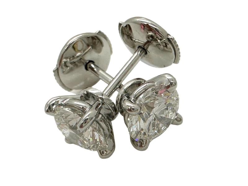 CARTIER Platinum Diamond Stud Earrings Rounds 2.05 Carats GIA Certificates - 10