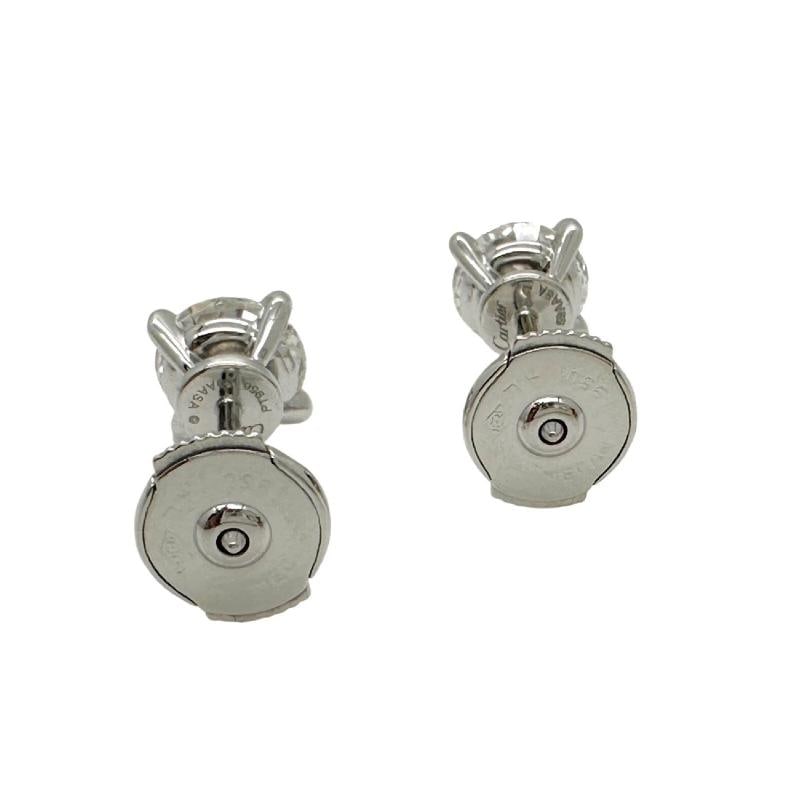 CARTIER Platinum Diamond Stud Earrings Rounds 2.05 Carats GIA Certificates - 11