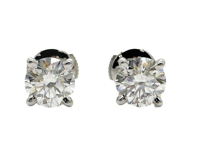 CARTIER Platinum Diamond Stud Earrings Rounds 2.05 Carats GIA Certificates - 6