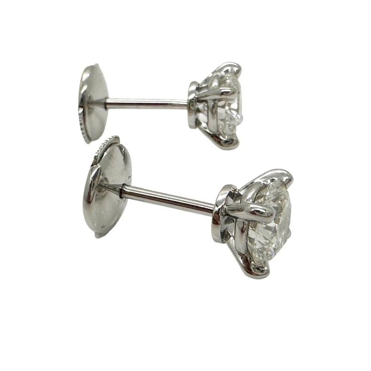 CARTIER Platinum Diamond Stud Earrings Rounds 2.05 Carats GIA Certificates - 8