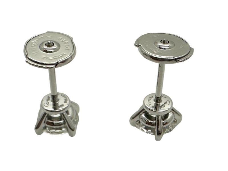 CARTIER Platinum Diamond Stud Earrings Rounds 2.05 Carats GIA Certificates - 9