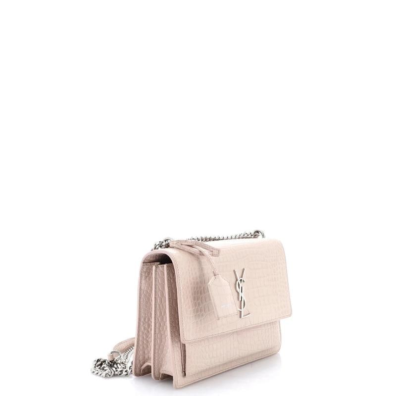 Saint Laurent Sunset Crossbody Bag Crocodile Embossed Leather Medium - 2