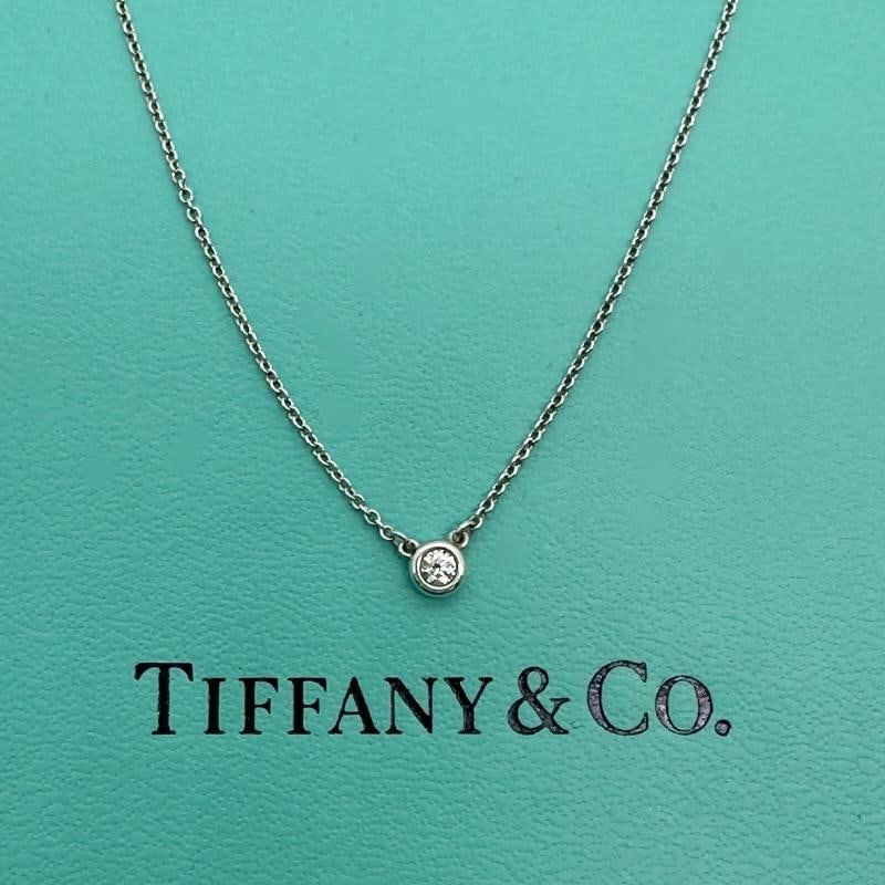 Tiffany & Co Elsa Peretti 0.37 cts I VVS2 Diamonds by the Yard Pendant Necklace: Ref. number: 60017936 Metal: PT950 Measurements: 16' Inch Main Diamond: Round Brilliant Diamond 0.37 cts 34641862 / P10080690 Crown Inscription: T&Co.P10080690 Color & Clarity: I, VVS2 Hallmark: