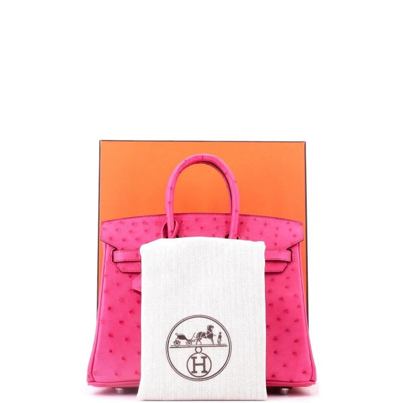 Hermes Birkin Handbag Pink Ostrich with Palladium Hardware 25 - 2