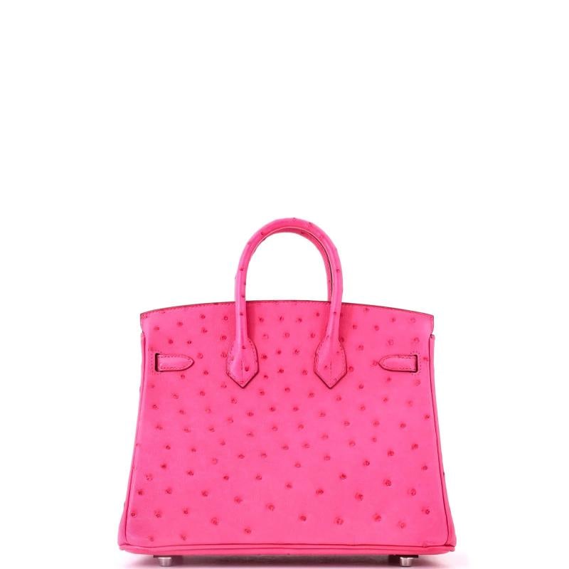 Hermes Birkin Handbag Pink Ostrich with Palladium Hardware 25 - 4