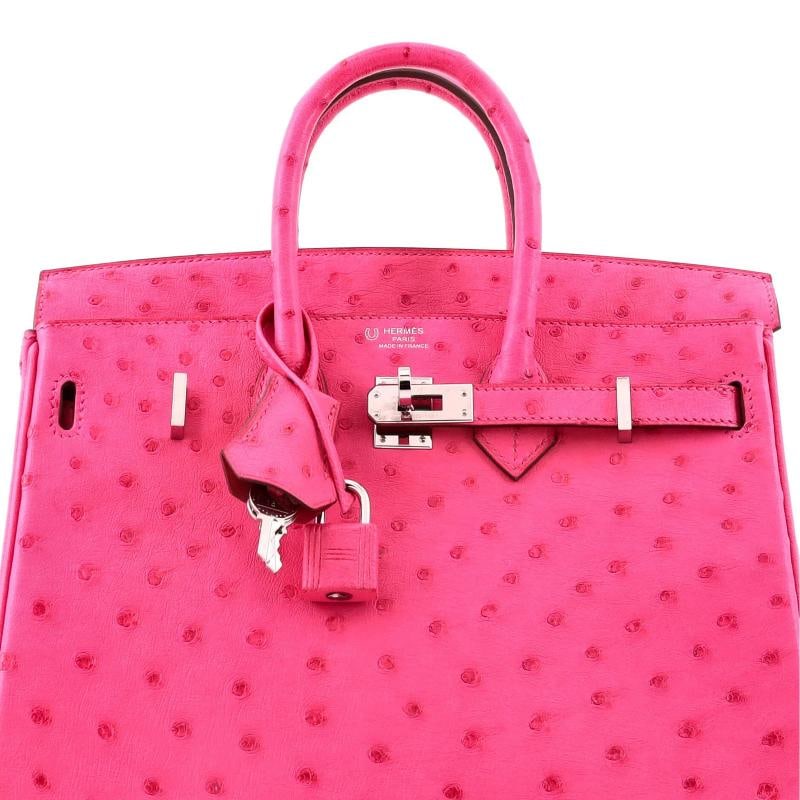 Hermes Birkin Handbag Pink Ostrich with Palladium Hardware 25 - 6