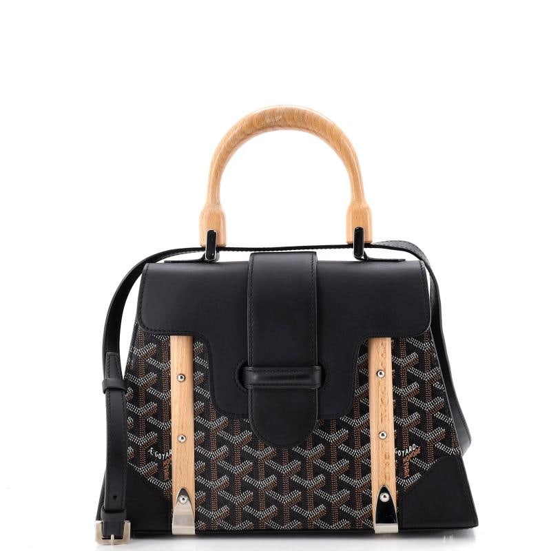 Goyard Saigon Top Handle Bag Coated Canvas with Leather PM: Accessories: With Strap Measurements: Handle Drop 3.5", Height 8", Width 11", Depth 4.5", Strap Drop 20-25". Condition: Pre-owned - Good,Brand: Goyard,Exterior Material: Canvas Coated, Leather,