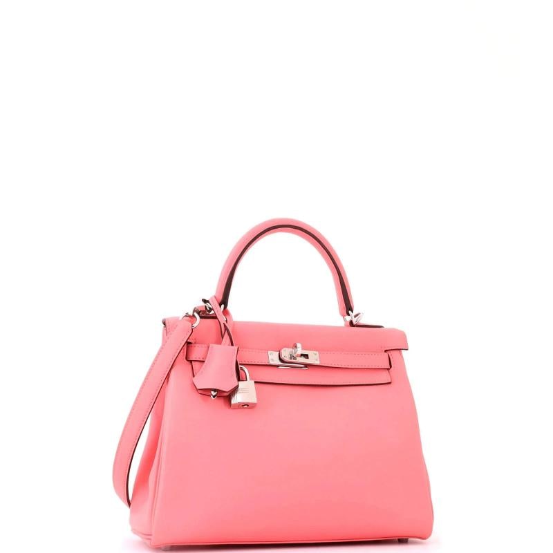 Hermes Kelly Handbag Pink Swift with Palladium Hardware 25 - 3