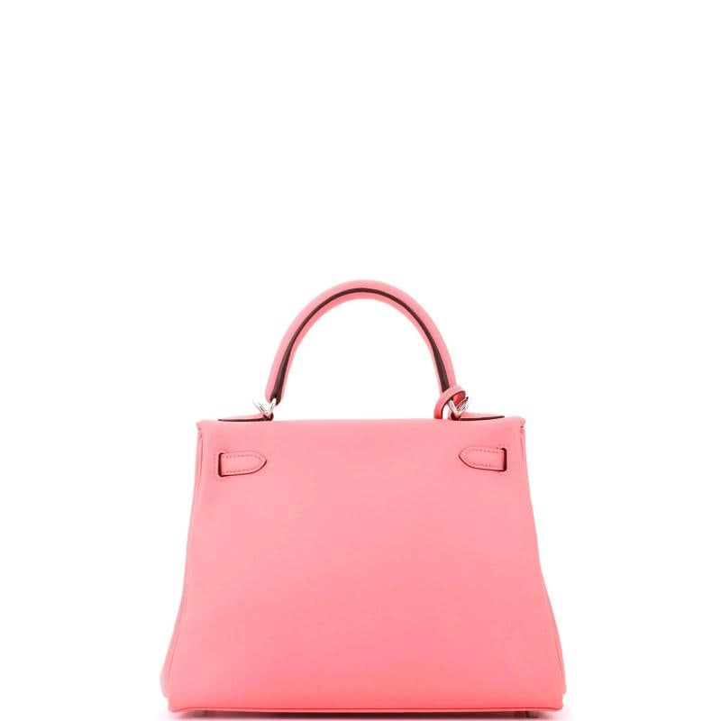 Hermes Kelly Handbag Pink Swift with Palladium Hardware 25 - 4