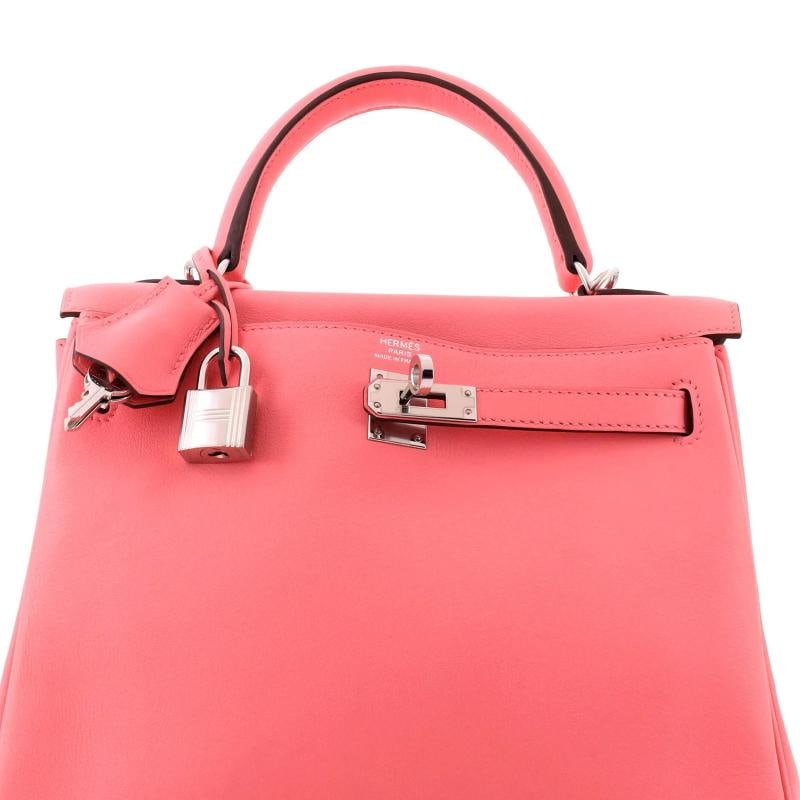 Hermes Kelly Handbag Pink Swift with Palladium Hardware 25 - 6