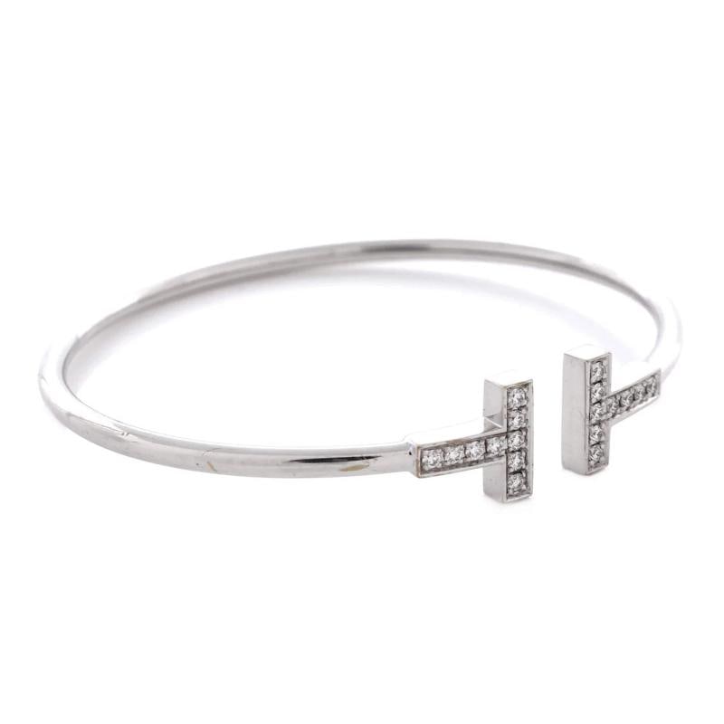 Tiffany & Co. T Wire Bracelet 18K White Gold with Diamonds - 2
