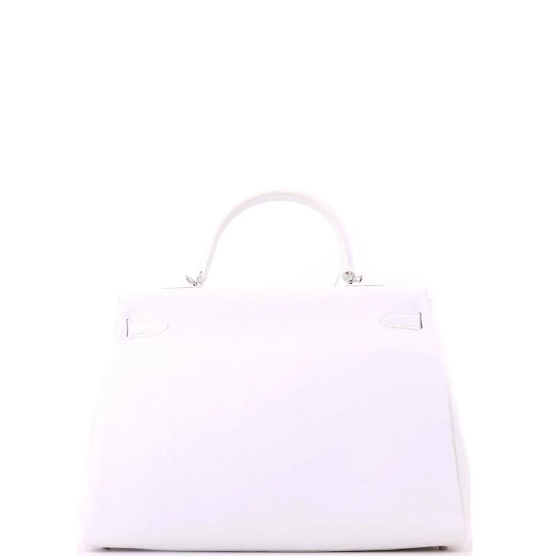 Hermes Kelly Handbag White Togo with Palladium Hardware 35 - 4