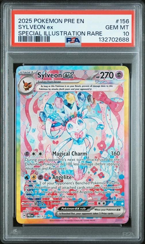 2025 POKEMON PRE EN-SPECIAL ILLUSTRATION RARE #156 SYLVEON EX PSA 10: Condition: Graded - PSA 10: Professionally graded ,Graded: Yes,Set: 2025 POKEMON PRE EN-PRISMATIC EVOLUTIONS,Game: Pokmon TCG,Character: SYLVEON EX,Card Name: SYLVEON EX,Grade: 10,Professional Grader: