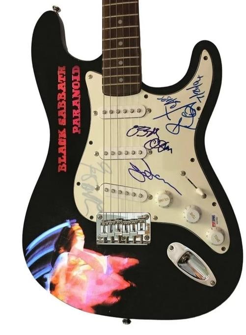 BLACK SABBATH: OZZY OSBOURNE, TONY IOMMI, GEEZER BUTLER & BILL WARD SIGNED GUITAR (PSA LOA) - 2