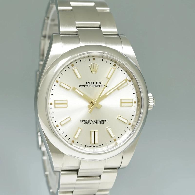 2023 NEW PAPERS Rolex Oyster Perpetual 41mm Silver Oyster 124300 Watch Box - 3