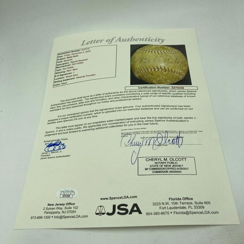 Babe Ruth Single Signed 1920's Official American League Baseball JSA COA Auto - 2