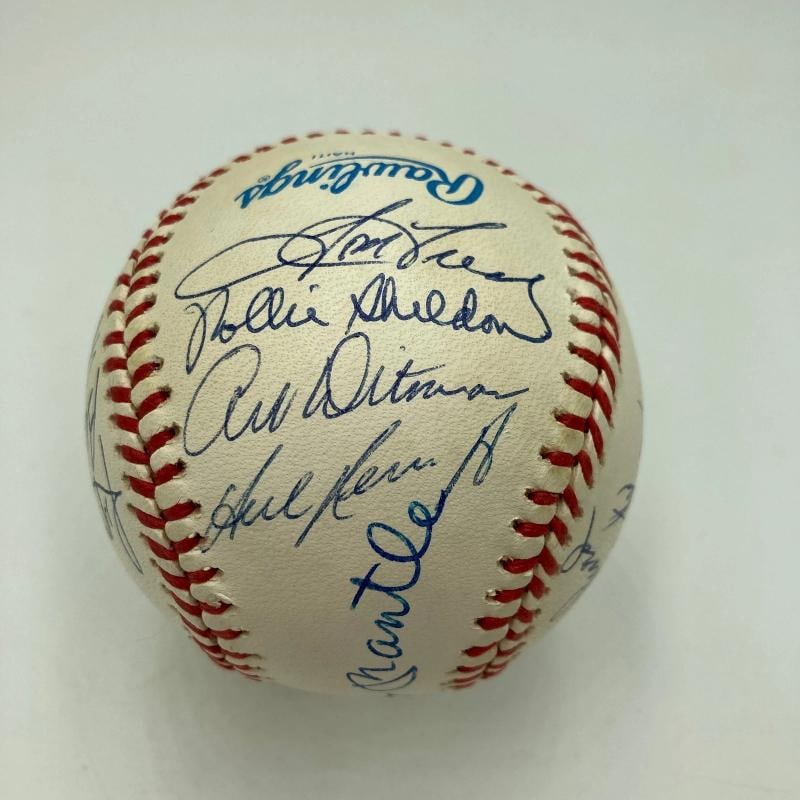 1961 New York Yankees World Series Champs Team Signed Baseball Mickey Mantle JSA - 5