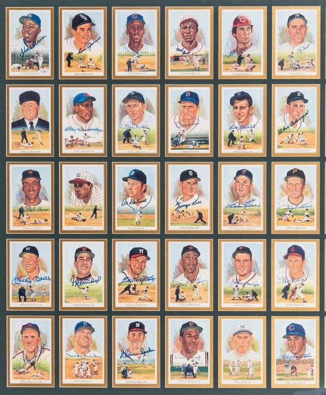 1989 Perez Steele Multi-Signed Uncut Sheet 39 Sig Mickey Mantle Ted Williams JSA - 3