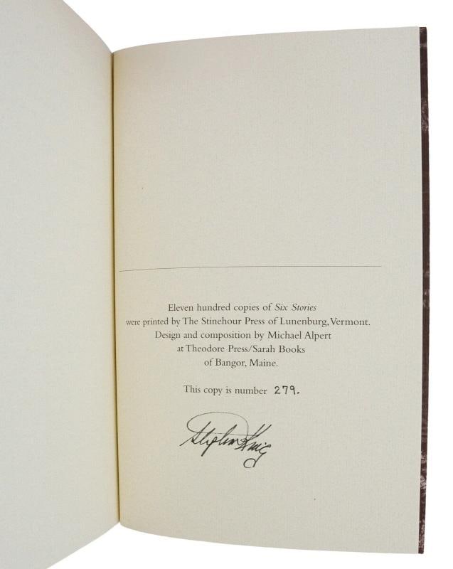 Six Stories ~ by STEPHEN KING ~ Signed Limited First Edition ~ 1st Printing 1997 - 8