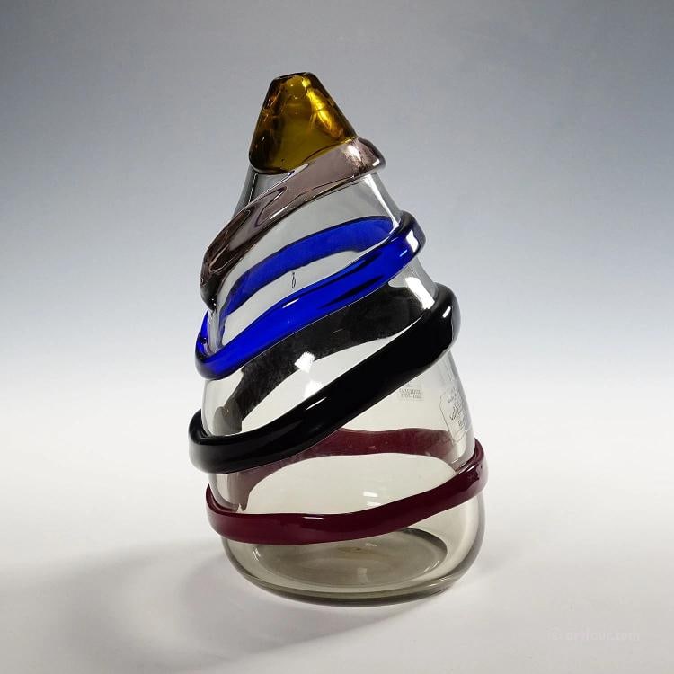 Vintage Murano Sasso Glass Vase by Luciano Gaspari for Salviati & C. ca. 1960: height: 11.61 inches diameter: 7.09 inches . Condition: Used,Brand: ArtGlass,Type: Vase,Country of Origin: Italy