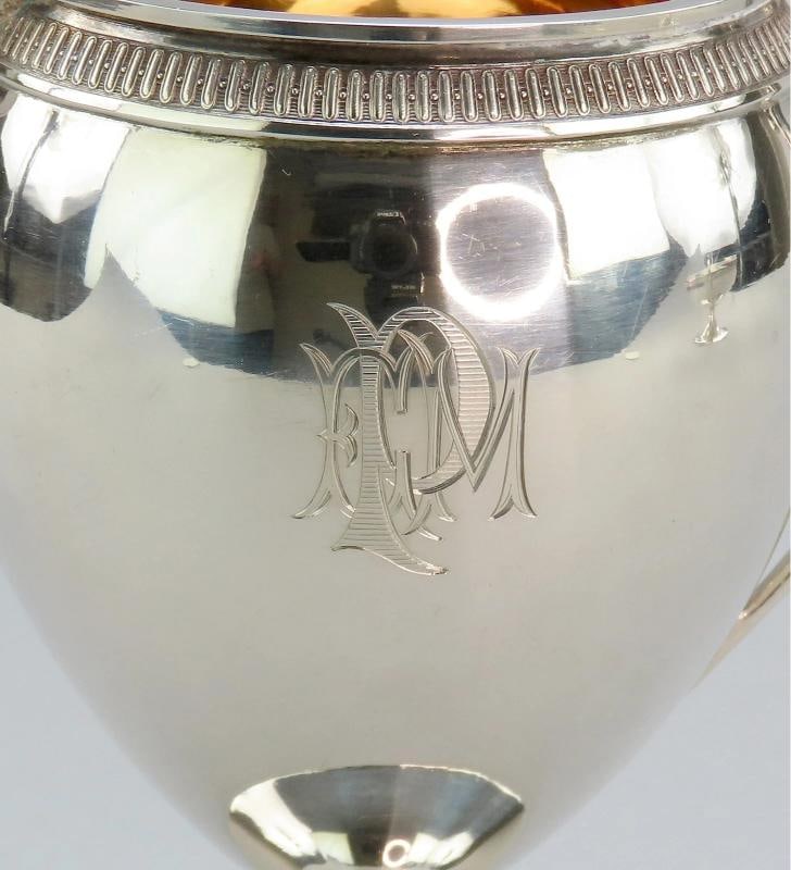 c1875 Antique Tiffany Co Sterling Silver Creamer and Sugar Bowl Set - 6