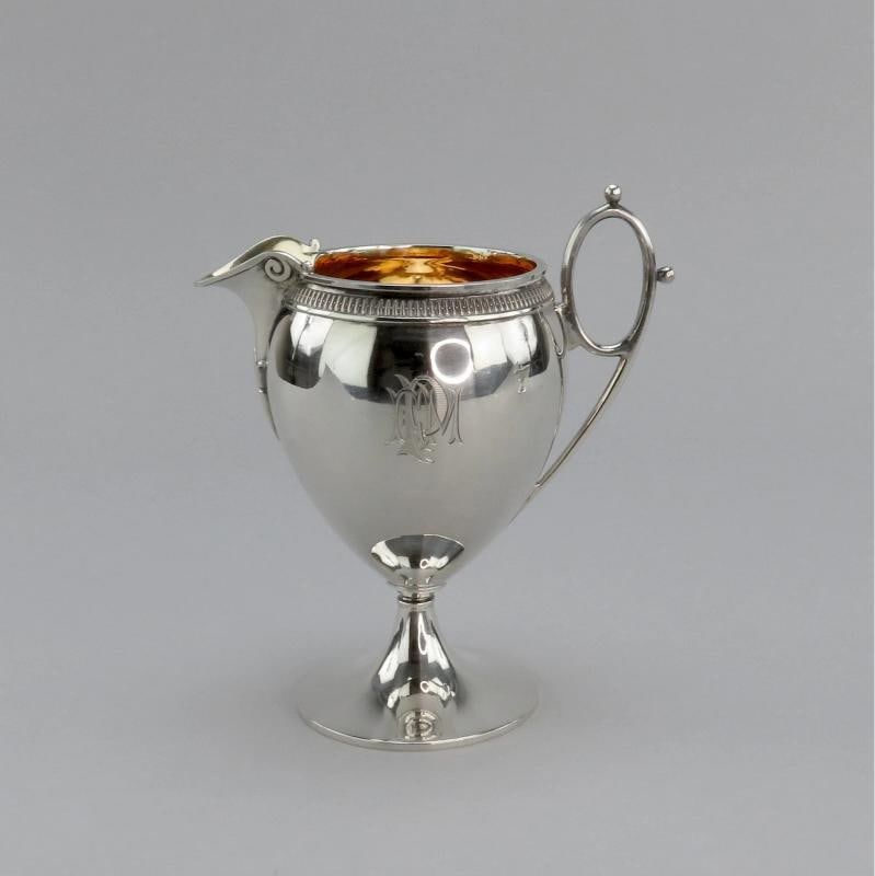 c1875 Antique Tiffany Co Sterling Silver Creamer and Sugar Bowl Set - 7