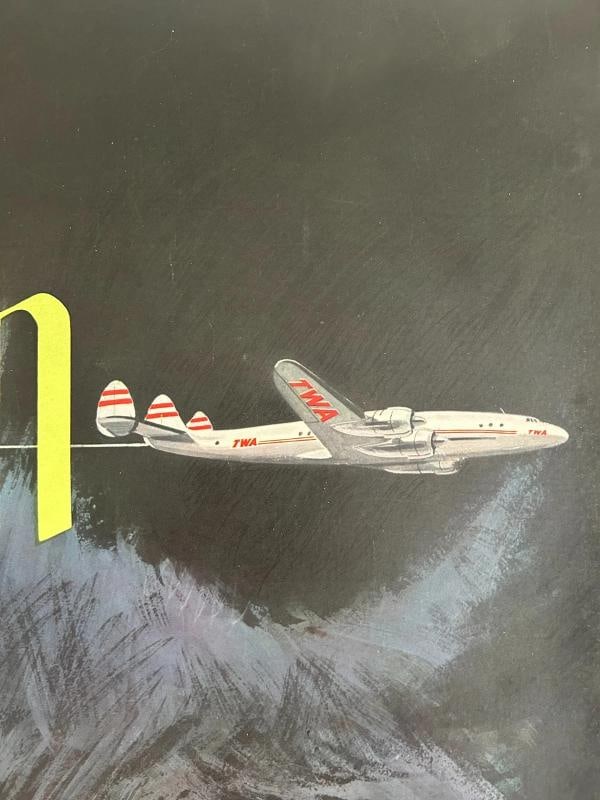 Original DAVID KLEIN TWA 1950s LONDONTravel Poster/PROFESSIONALLY LINEN LINED - 3