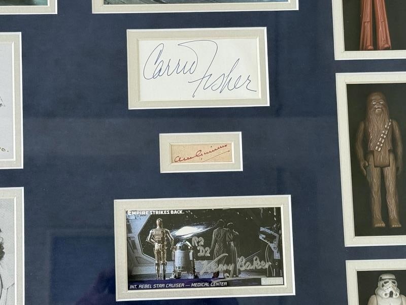 Star Wars Signed Cast Cuts Harrison Ford Mark Hamill Carrie Fisher +6 Framed JSA - 3