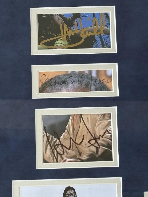 Star Wars Signed Cast Cuts Harrison Ford Mark Hamill Carrie Fisher +6 Framed JSA - 5