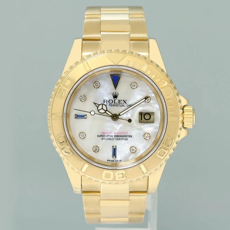 MINT Rolex Yacht-Master Yellow Gold MOP Sapphire Diamond 40mm 16628 40mm Watch - 2