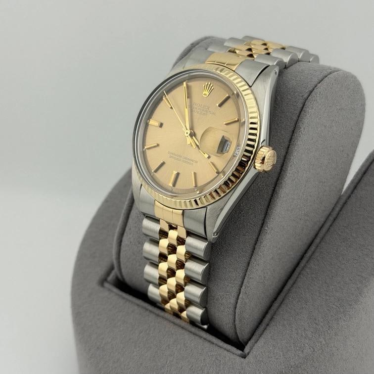 Vintage Rolex Datejust 1601 36mm Bronze Dial Pie Pan 18k Gold Stainless Steel - 7