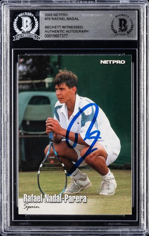 2003 Netpro #70 Rafael Nadal Rookie RC BAS Beckett Auto - 3