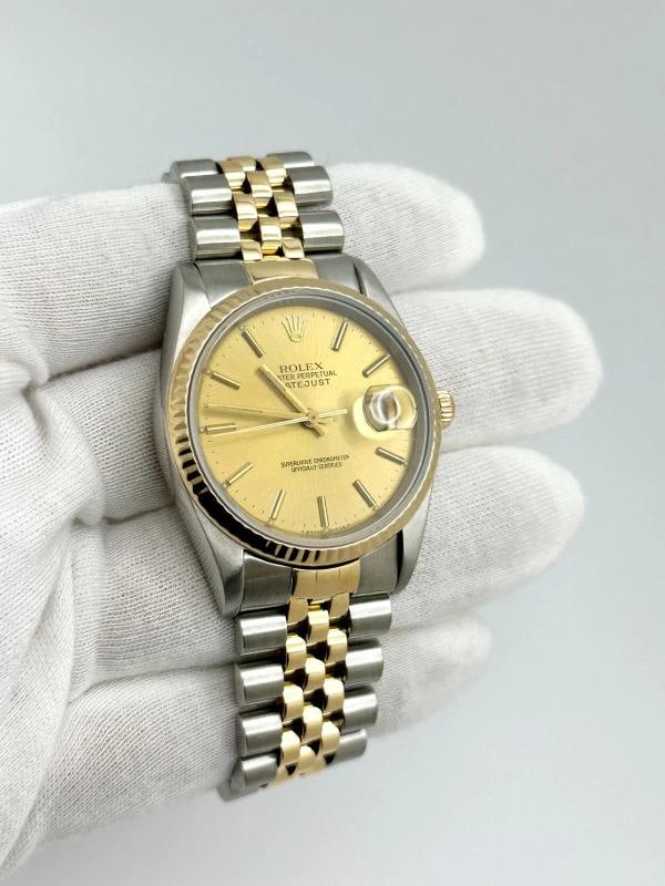 Rolex Datejust 16233 36mm Champagne Dial 18k Yellow Gold Stainless Steel - 6