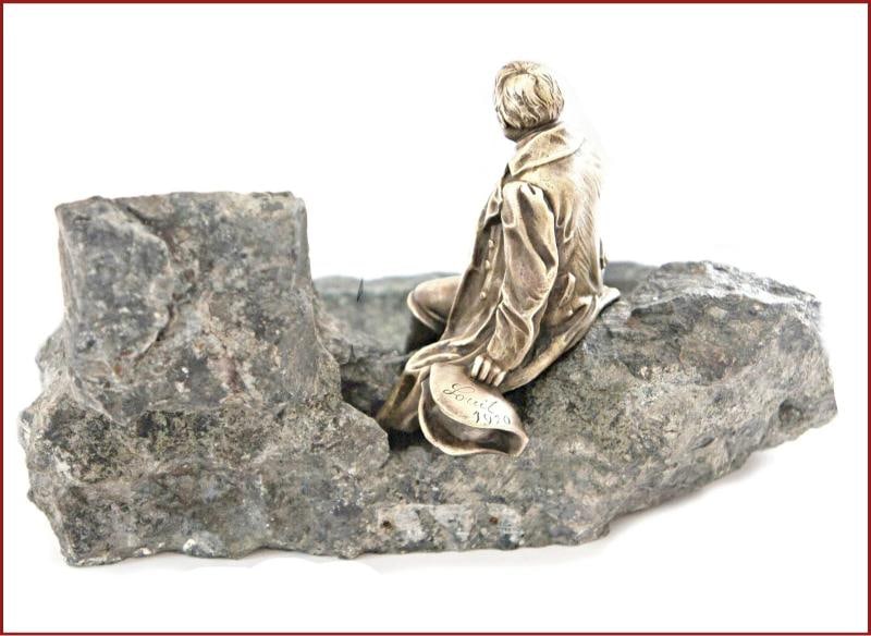 LOUIT Signed Vintage Inkwell Bronze Art Sculpture - 3