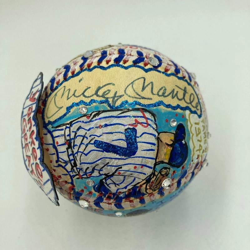 Mickey Mantle & Joe Dimaggio Signed Charles Fazzino Pop Art Baseball PSA RARE - 2