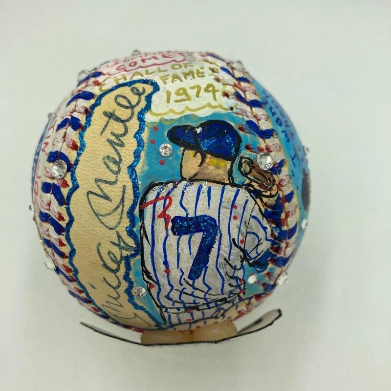Mickey Mantle & Joe Dimaggio Signed Charles Fazzino Pop Art Baseball PSA RARE - 8