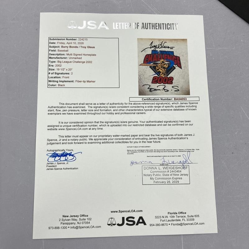 Barry Bonds Signed 2002 All Star Game Big League Challenge Home Plate JSA COA - 7