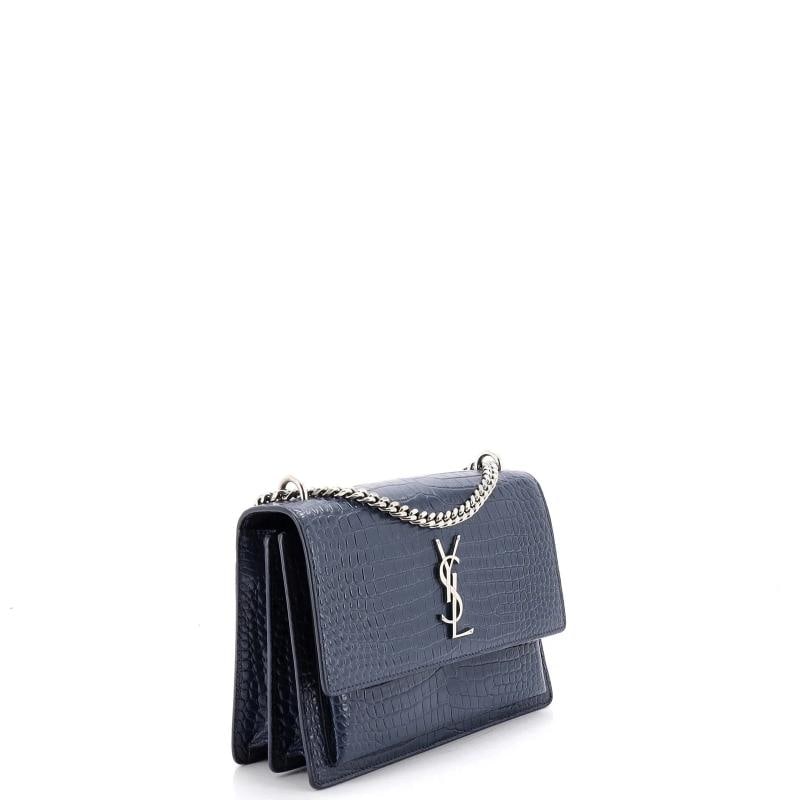 Saint Laurent Sunset Crossbody Bag Crocodile Embossed Leather Medium - 2