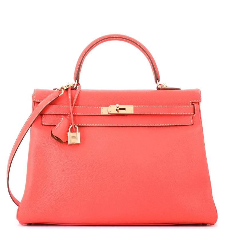Hermes Candy Kelly Handbag Epsom 35: Accessories: Dust Bag, Lock, Keys, Clochette, With Strap Measurements: Handle Drop 4", Height 10", Width 14", Depth 5", Strap Drop 17.5". Condition: Pre-owned - Good,Brand: Hermes,Exterior Material: L