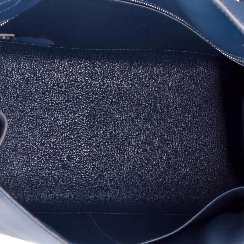 Hermes Kelly Handbag Blue Madame with Palladium Hardware 28 - 6