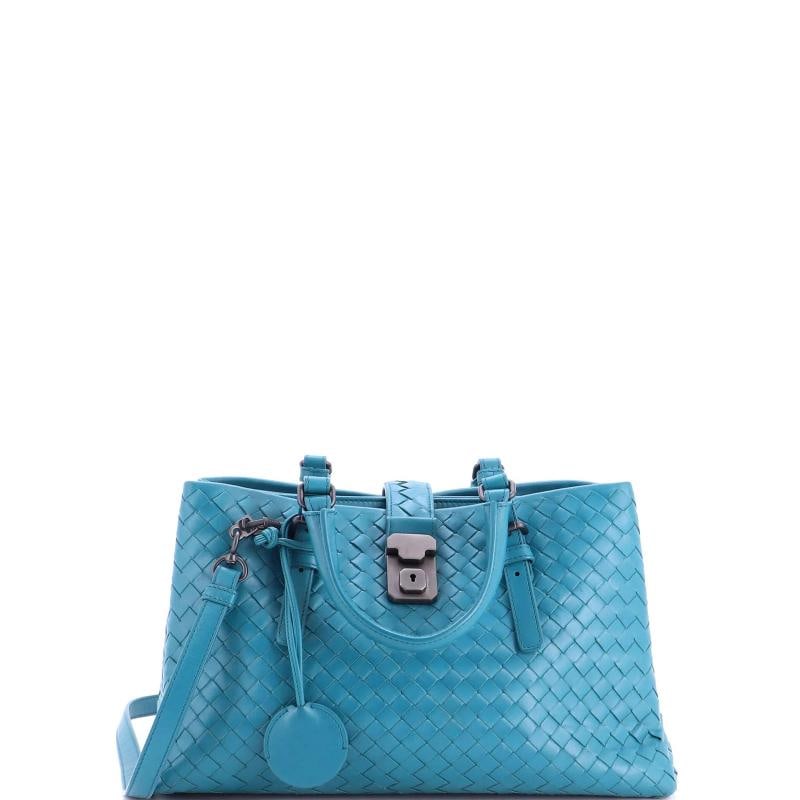 Bottega Veneta Roma Bag Intrecciato Nappa Small: Accessories: Keys, Clochette, With Strap Measurements: Handle Drop 4.5", Height 8", Width 12", Depth 6", Strap Drop 22" . Condition: Pre-owned - Excellent,Brand: Bottega Veneta,Exterior Material: