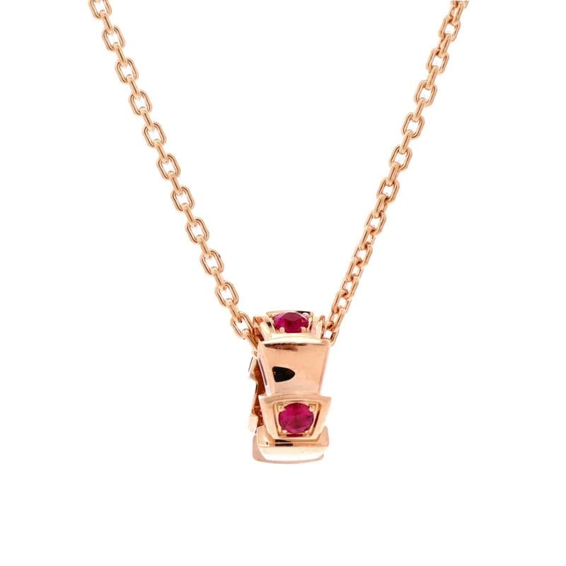 Bvlgari Serpenti Viper Pendant Necklace 18K Rose Gold with Rubies: Measurements: Length: 16.25 - 17.0 ", Pendant Length: 13.50 mm, Pendant Width: 6.30 mm . Condition: Pre-owned - Good,Brand: Bvlgari,Main Stone: Unknown,Metal: 18K Rose Gold,Metal Purity: 18K,Style: Pe