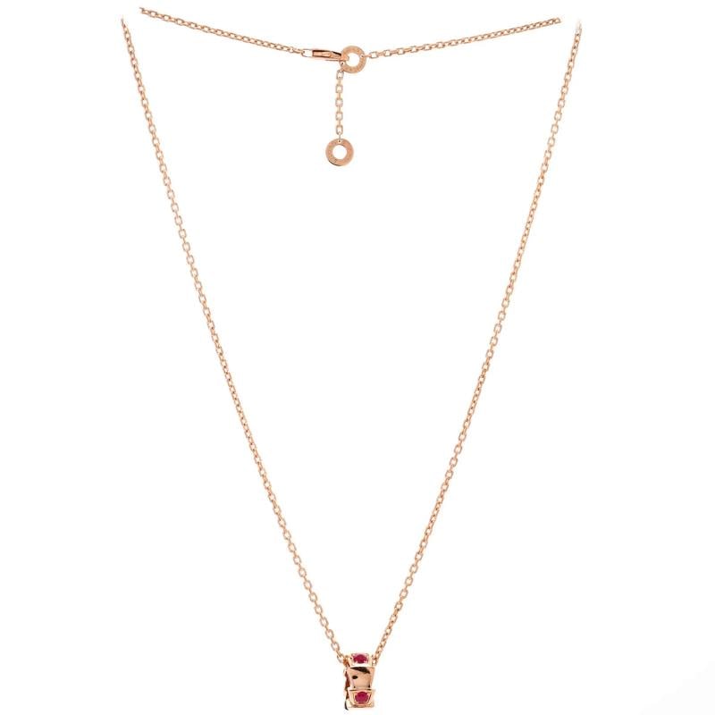 Bvlgari Serpenti Viper Pendant Necklace 18K Rose Gold with Rubies - 2